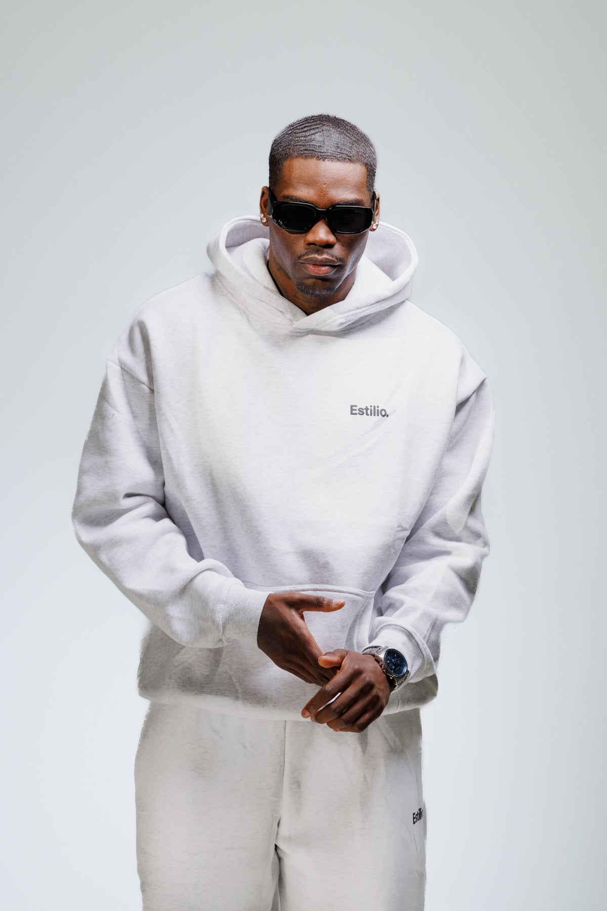 &#39;Central&#39; Hoodie Set - Marl Grey