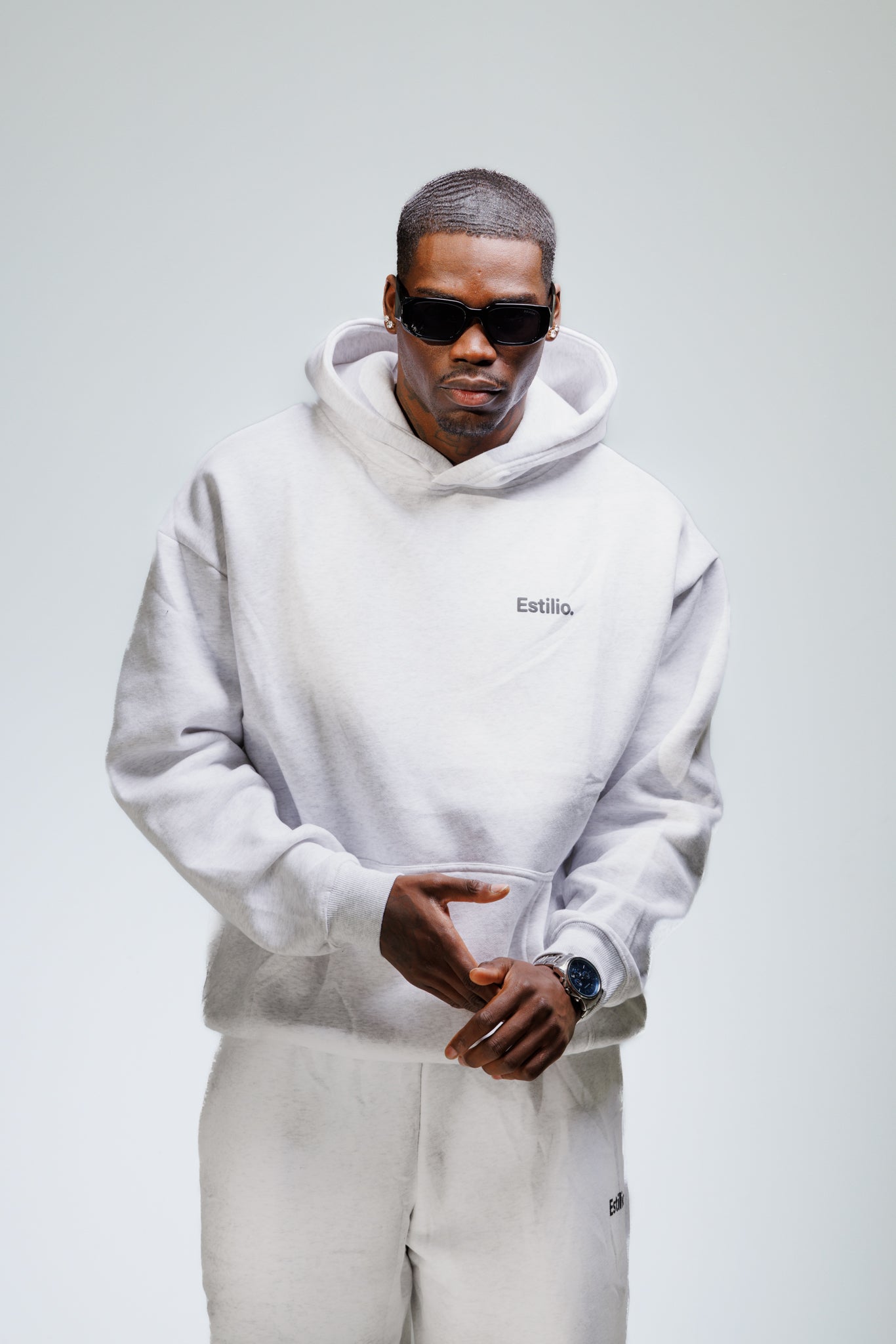 'Central' Hoodie Set - Marl Grey