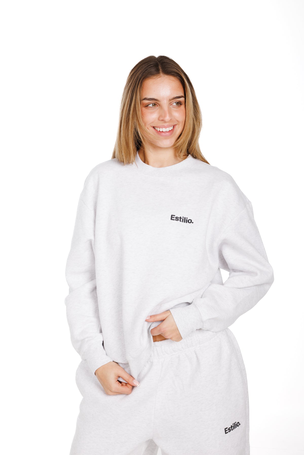 &#39;Central&#39; Crewneck Set - Marl Grey