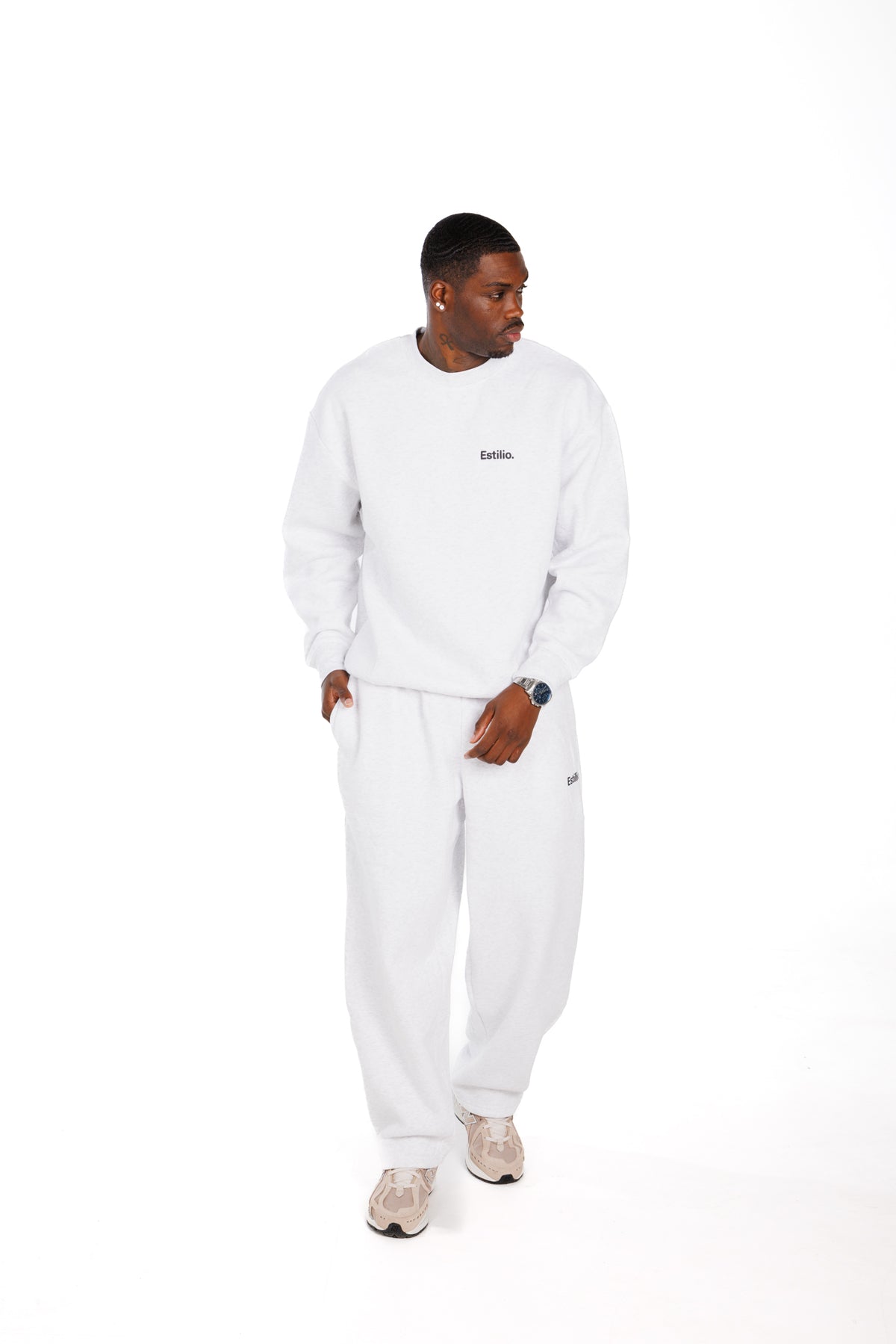 &#39;Central&#39; Crewneck Set - Marl Grey