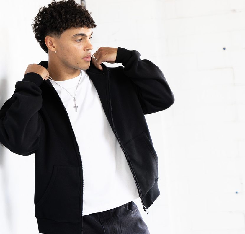 'Central' Zip Up - Black